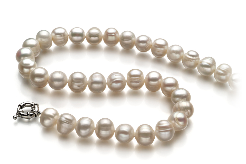 10-11mm A Quality Freshwater Cultured Pearl Necklace in Single White - #2