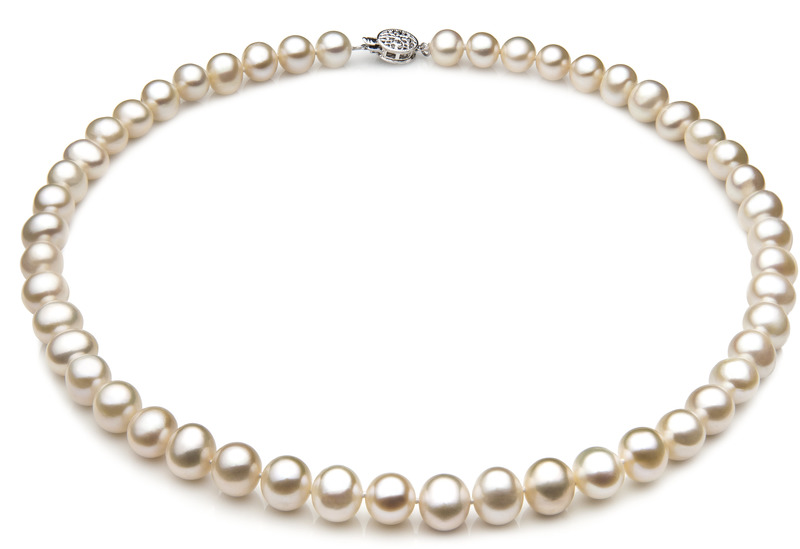 7-8mm A Quality Freshwater Cultured Pearl Necklace in Single White - #1