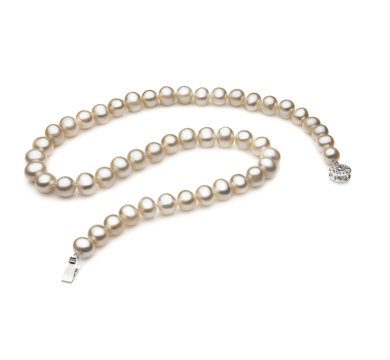 7-8mm A Quality Freshwater Cultured Pearl Necklace in Single White - #2