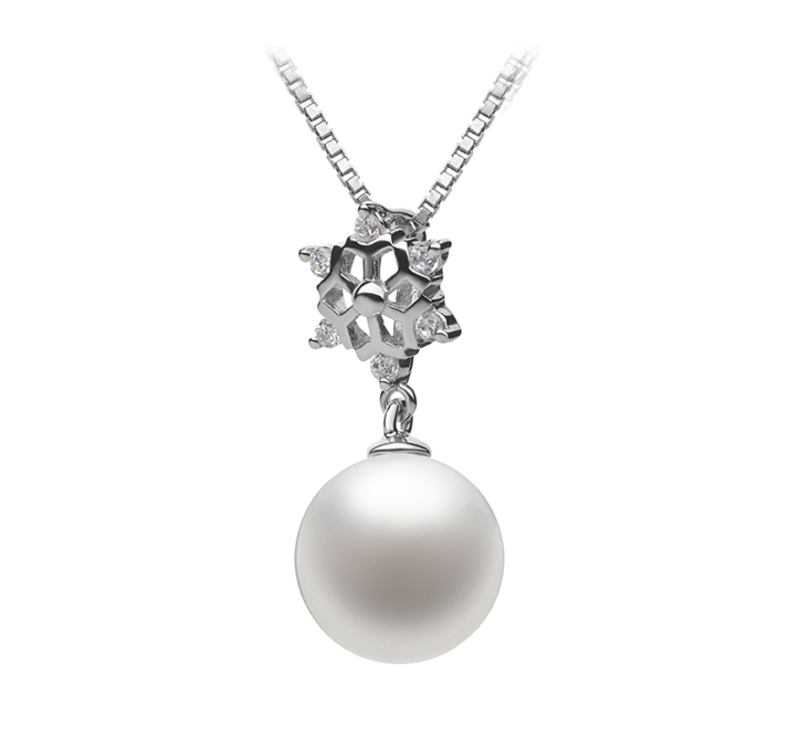 10-11mm AAAA Quality Freshwater Cultured Pearl Pendant in Snow White - #2