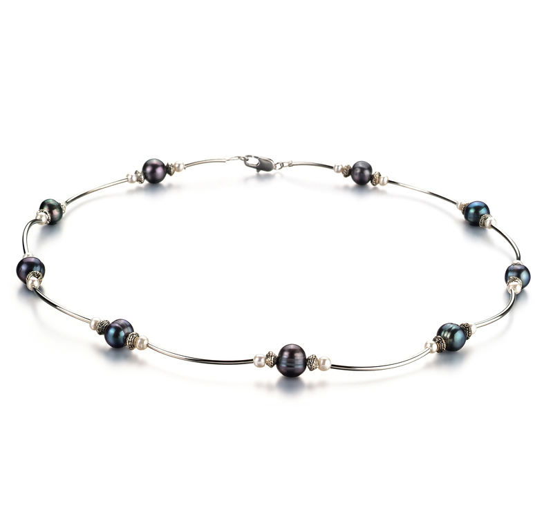 5-7mm A Quality Freshwater Cultured Pearl Necklace in Sophia Black - #1