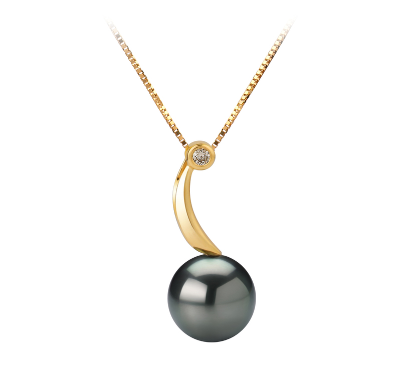 8-9mm AAA Quality Tahitian Cultured Pearl Pendant in Sora Black - #1