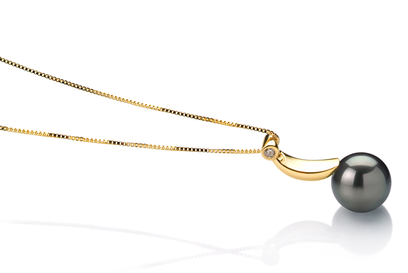 8-9mm AAA Quality Tahitian Cultured Pearl Pendant in Sora Black - #2