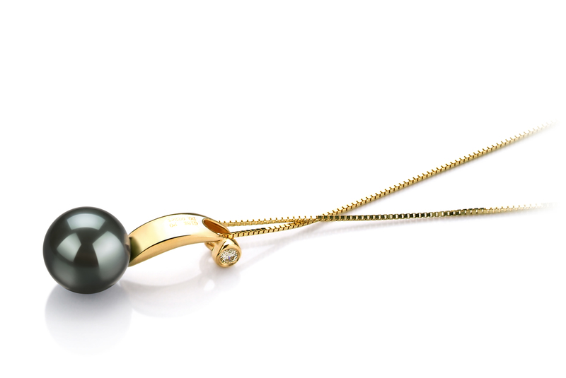 8-9mm AAA Quality Tahitian Cultured Pearl Pendant in Sora Black - #3