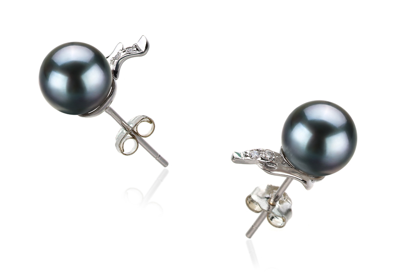 6-7mm AA Quality Japanese Akoya Cultured Pearl Earring Pair in Sydney Black - #2