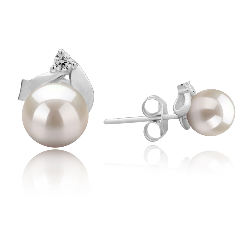 5-6mm AAAA Quality Freshwater Cultured Pearl Earring Pair in Tanita White - #2