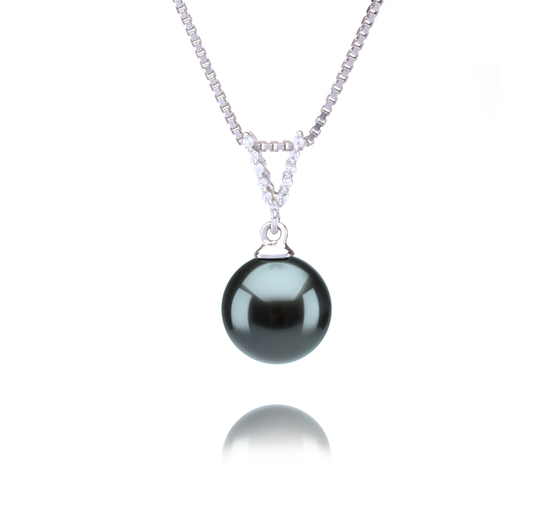 9-10mm AAA Quality Tahitian Cultured Pearl Pendant in Vondra Black - #1