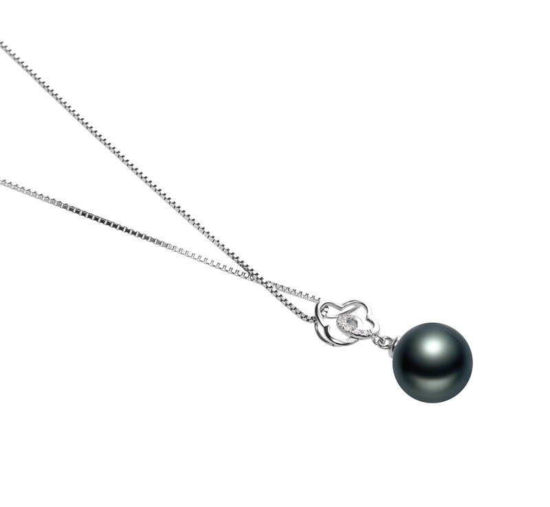 10-11mm AAA Quality Tahitian Cultured Pearl Pendant in Yael Black - #3