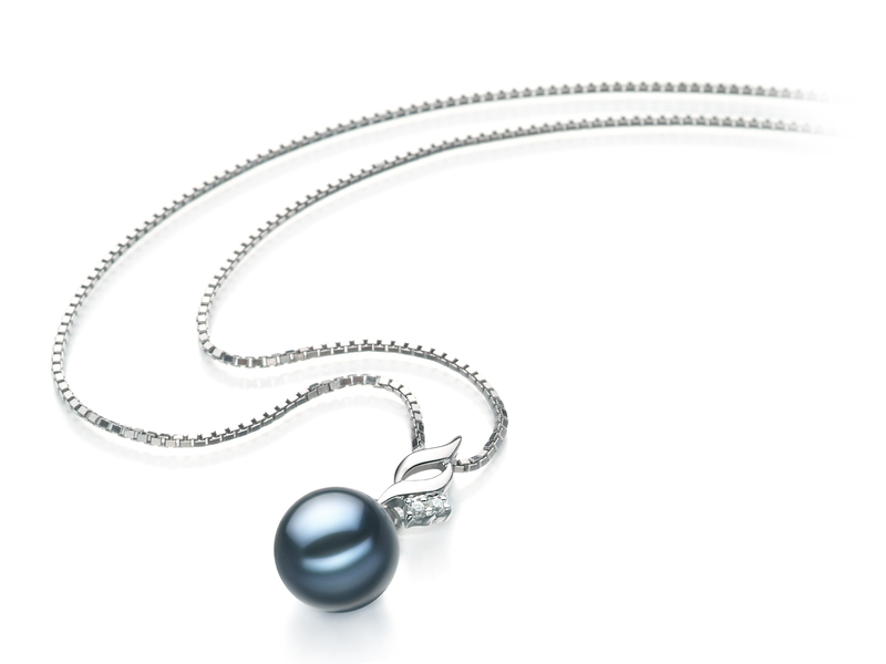 7-8mm AA Quality Japanese Akoya Cultured Pearl Pendant in Zalina Black - #2