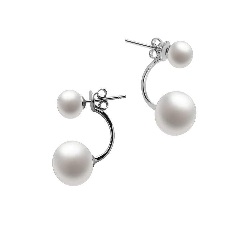 6-11mm AAA Quality Freshwater Cultured Pearl Earring Pair in Zelda White - #2
