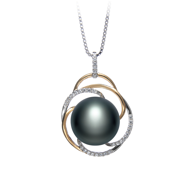 12-13mm AA Quality Freshwater Cultured Pearl Pendant in Zina Black - #1