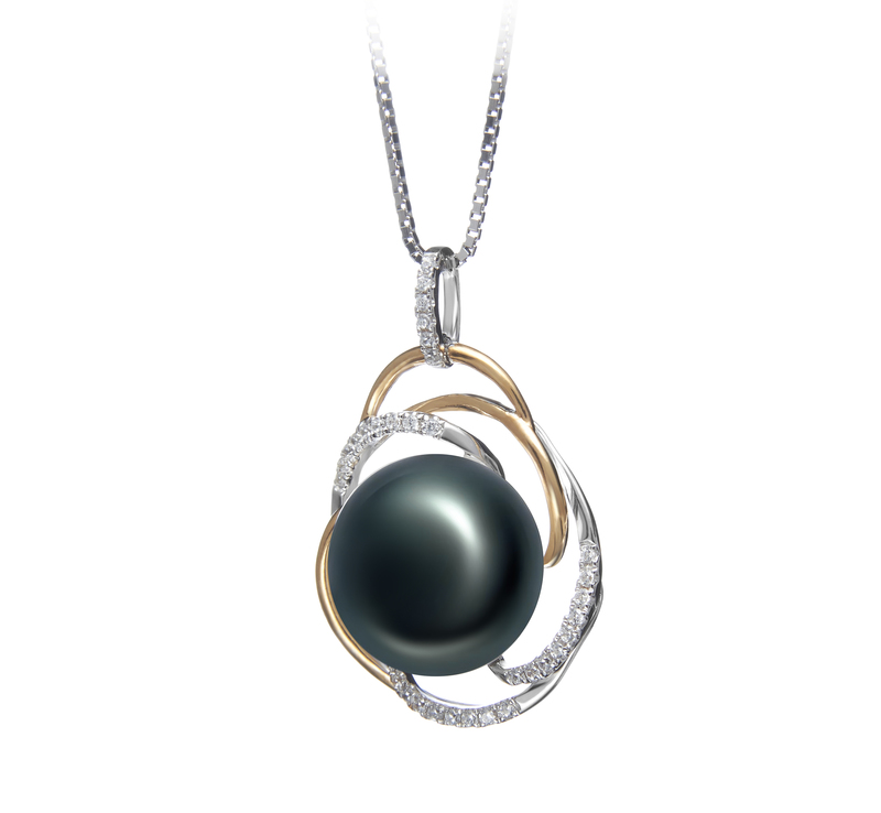 12-13mm AA Quality Freshwater Cultured Pearl Pendant in Zina Black - #2