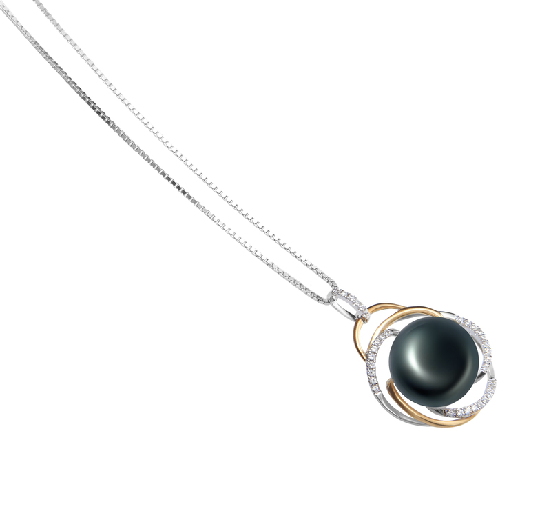 12-13mm AA Quality Freshwater Cultured Pearl Pendant in Zina Black - #3