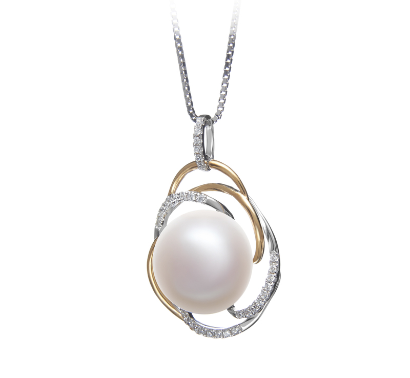 12-13mm AA Quality Freshwater Cultured Pearl Pendant in Zina White - #2